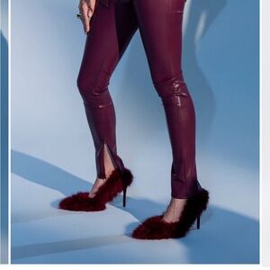AKIRA Burgundy Skinny Leather Pants